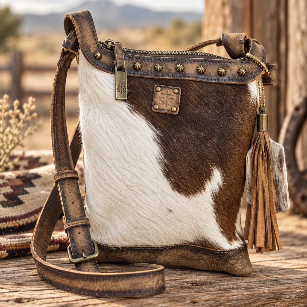 STS Ranchwear Classic Cowhide Crossbody NWT Leather Hair-On Hide Western